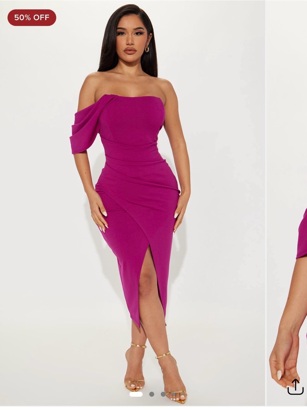 Fashion Nova Camilla Midi Dress - Magenta Pink